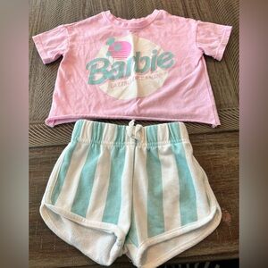 Barbie girls 2T matching short set with crop shirt